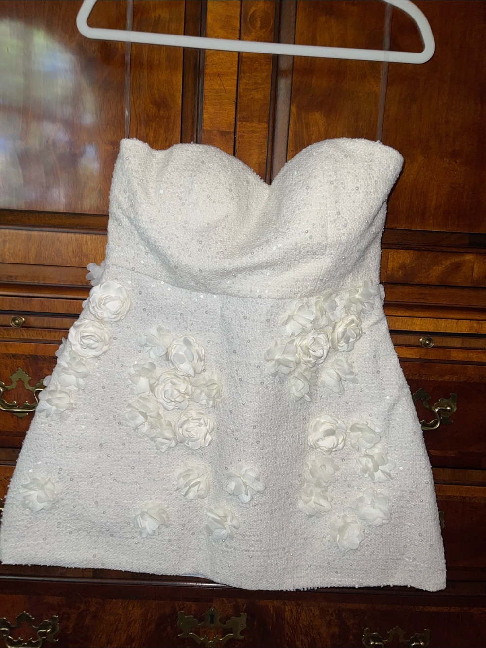 Fashion Nova White Floral Sequin Strapless Mini Dress NWT Size M - Picture 2 of 14